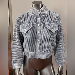 NWT Anthropologie Pilcro Knitted Button Front Cropped Cardigan Sweater